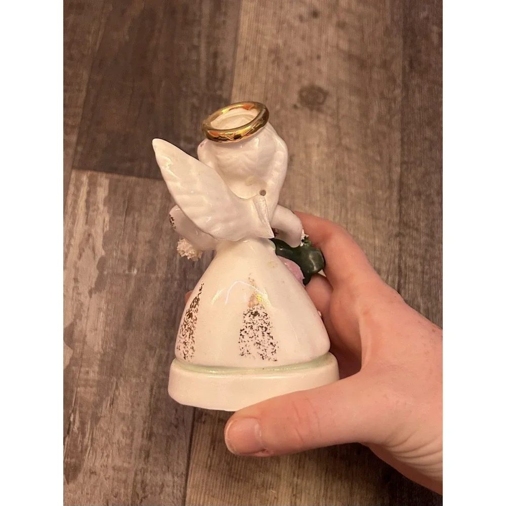 Ceramic & Porcelain Angel Figurine Floral Pattern Multicolor Glossy 3D Christmas